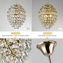 (Feed Bulb*3  E12/AC110-130V)1PC Modern Style K9 Drop Crystal Chandelier, Modern Crystal Light Fixtures, Golden Metal Finishes And The Perfect Combination Of 176 Crystals, Suitable For Cafe, Bathroom, Living Room, Bedroom, Dining Room, Foyer, Hotel, Corridor Or Powder Room - 金色 - 查看 9