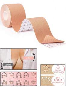 Boob Tape Kit - Boobtape For Breast Lift With Petals And Covers, Breathable Sticky Adhesive Bra Tape, Push Up Boobytape For Large Breasts A-G Cup Beige - Khaki - View 3