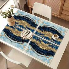 1pc Marble Pattern Printed Table Runner, 4/6/8pcs Rooster Printed Placemats, Suitable For Holidays, Parties, Birthdays, Dinner Parties, Kitchen & Dining Table Decor, All Season Home Decor - Multicolor - View 5