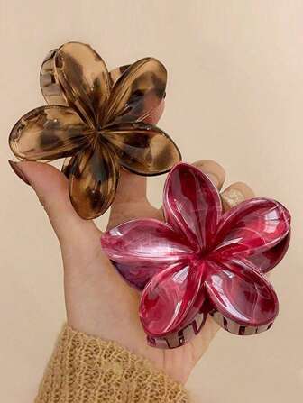Set van 2 - Dikke haarklemmen - Sterke grip en antislip Hawaiiaanse bloemenhaaraccessoires, ook geschikt als bananenklemmen voor dun haar, voor dagelijks gebruik en vakantie. Zomer