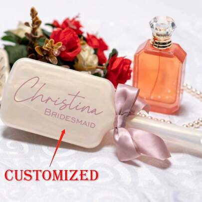 1pc Personalized Pearl Hairbrush For Bridesmaids | Customized Name | Soft Nylon Cushion | Multiple Font Styles & Bow Colors