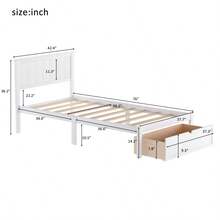 Cama de plataforma de tamaño individual con cajón debajo, blanco - 9608 - Multicolor - Ver 8
