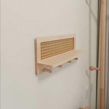 1set Wall-Mounted Storage Rack With A Simple Style, Made Of Rattan And Wood With Holes For Installation, Is Used For Home Storage And Decoration. - Multicolor - View 5