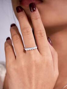 1 件迷人 S925 纯银方晶锆石戒指女士订婚珠宝精美珠宝 - 1# - 查看 5