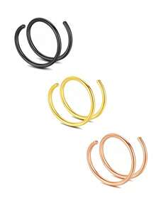 1/3/5Pcs/1Set Women's Bilayer Piercing Nose Ring Lip Ring Gold/Black/Silver/Color/Rose Gold Stainless Steel Piercing Nose Ring Body Jewelry