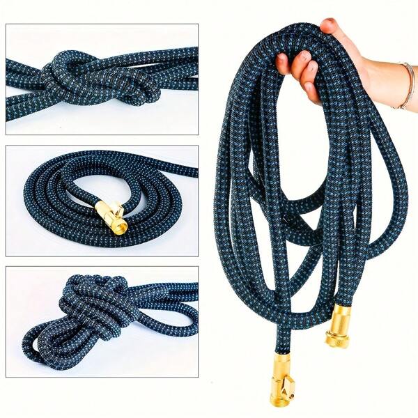 1 pieza Manguera de jardín extensible de uso múltiple con interfaz de 3/4", se ajusta a la mayoría de las conexiones, para lavar y limpiar el coche, ultra resistente de 3750D, se expande 3 veces talla grande gracias a su goma mágica, manguera de riego de jardín flexible, disponible en 75/100 pies