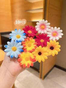 10pcs Colorful Floral Countryside Style Hair Clips For Girls