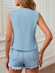 Chaleco sin mangas elegante y casual para uso diario en verano para mujeres - Celeste - Ver 3