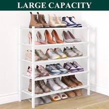 Organizador de zapatos de 3 niveles, estantería de almacenamiento de zapatos de pie de madera apilable, para entrada, puerta principal, color natural - Blanco - Ver 5