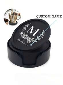 1/3/6pcs Custom Silicone Cup Coaster Set, Personalized Letter/Name Design, 10cm Round, Heat-Resistant, Non-Slip, 0.5mm Thick