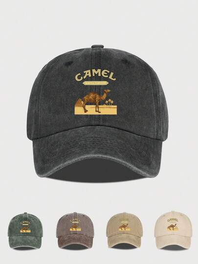 MLFO 1pc Camel Print Baseball Cap, Classic Minimalist Retro Soft Top Baseball Hat, Fashion Breathable Soft Foldable Suitable For Work, Daily Wear, Adjustable Size