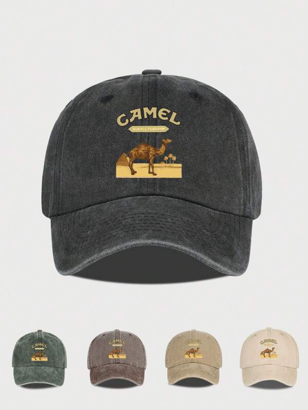 1pc Camel Print Baseball Cap, Classic Minimalist Retro Soft Top Baseball Hat, Fashion Breathable Soft Foldable Suitable For Work, Daily Wear, Adjustable Size