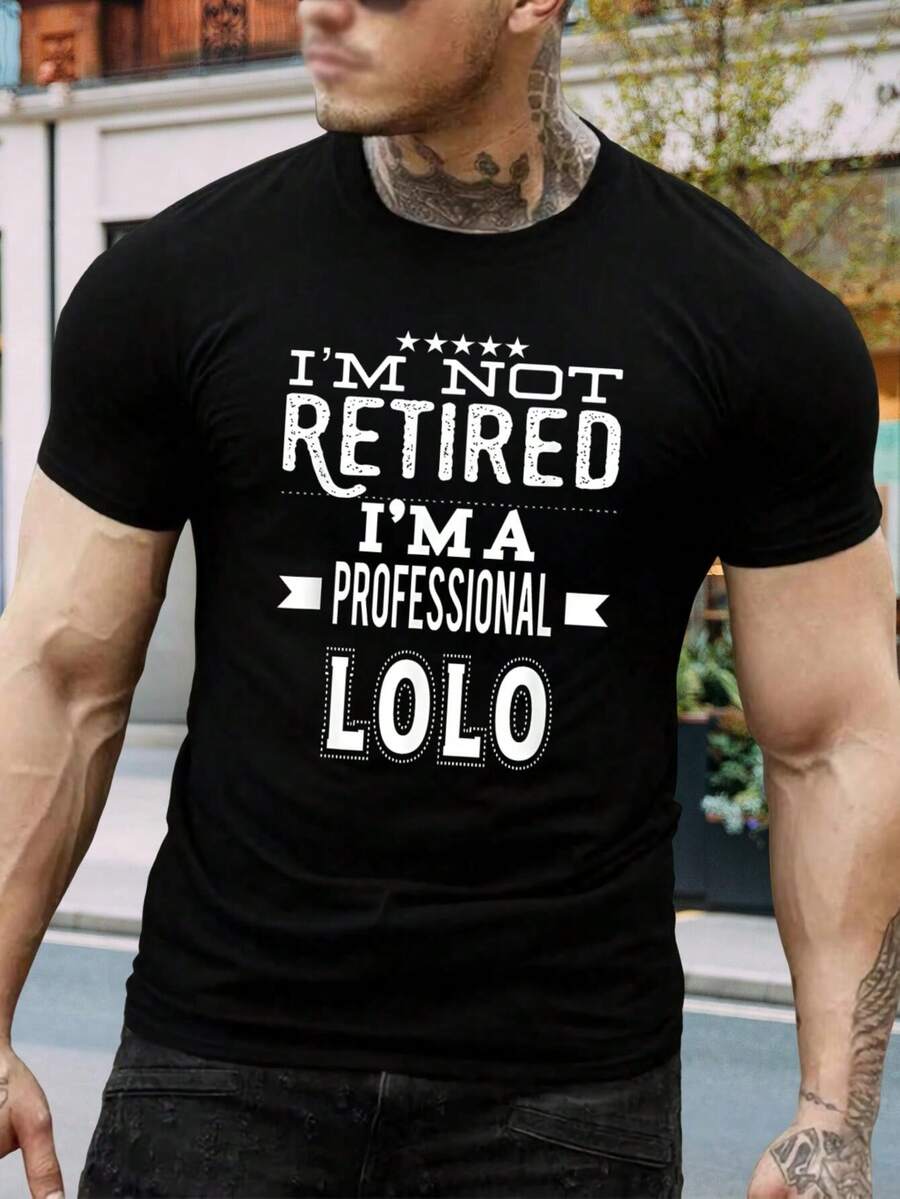 Camiseta divertida de abuelo - ¡No estoy jubilado, soy un Lolo profesional! - Cómoda camiseta de algodón negro, regalo original para hombres, Día del Padre, cumpleaños - Negro - Ver 1