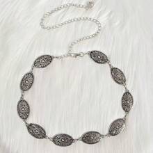 1 件大码牛仔夹克，复古西部风格纹理金属花扣腰带，搭配牛仔牛仔裤 - 古銀 - 查看 1