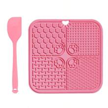 1 pièce Tapis d'alimentation lente pour animaux de compagnie à 4 compartiments, 11 couleurs, avec grattoir et outils de répartition, en silicone, ventouse, peut être fixé au mur, convient aux chats et aux chiens