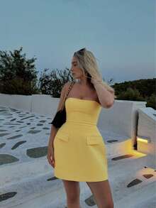 Robe fourreau en couleur unie, décontracté, élégante, pour la rue et les déplacements, sexy, pour mariage et soirée, adaptée au printemps/été