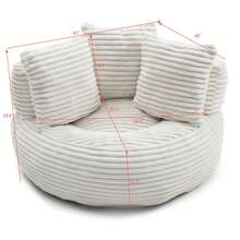 Giant Bean Bag Chair With Ottoman, Memory Foam Filled Corduroy Gaming Chair,With Pedals,Faux Fur Shell-Shaped Lounge Chair - Floor Sofa For Living Room, Home Theater, Play Zone - & Non-Slip Base,Very Suitable For Bedrooms, Living Rooms, Game Rooms, Study Rooms, Offices, Or Apartments. - A-米色(燈芯絨) - 查看 9