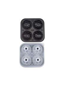 1 Stück 4 Kammern 3D Sphärisches Fußball Basketball Silikon Eiswürfelform, Schwarz, Kaffee, Olivgrün Farben, Eiswürfelmaschine für Kühlschrank, großes Volumen, einfache Entnahme, praktische Eisherstellung, versiegelte Verpackung, mit Deckel, Küchenartikel