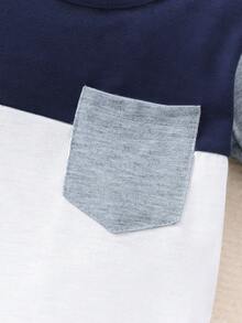 夏季婴幼儿男童休闲圆领拼接连体衣套装