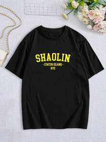 Camiseta retro gráfica de Shaolin de Staten Island, Nueva York, para mujer. Estilo hip hop de artes marciales, cuello redondo, ropa urbana de calle - Negro - Ver 3
