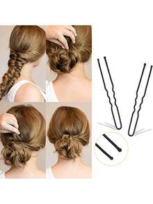 5/6/7cm U-Shaped Hair Clips, 30/150pcs Black Invisible Hair Bun Maker Clip, Suitable For Ladies & Girls, Makeup Fixing Buns & Updos Hair Accessories, Black U-Shape Hair Pins ,Hair Styling Tools - Black - View 2