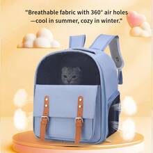 1pc Large Cat Carrier Backpack, Breathable Portable Pet Carrier Backpack For Cats And Dogs - Multicolor - View 7