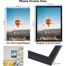 New 14x17 Picture Frame Black For Poster Photo Picture, Horizontal And Vertical Formats For Wall Hanging, 14 X 17 Wall Gallery Frame For 14 By 17 Photos Posters, Black - 黑色 14x17 英寸 - 查看 3