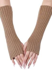 1 Par de guantes de punto de media dedos, cálidos y versátiles para otoño/invierno, aptos para teclado, fiesta, conducir, ciclismo, senderismo, escritura, Navidad, accesorios de Halloween