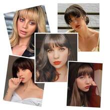 Clip In Bangs Real Human Hair Bangs Hair Clip Fringe With Temples Hairpieces For Women Natural Looking Hair Extension For Daily Wear (Wispy Bangs, Dark Brown) - 棕色 - 查看 5