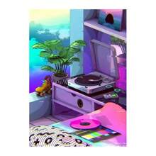 1 件复古合成波抽象卡通帆布艺术海报精美墙面装饰印刷品客厅咖啡馆酒吧可选画框 - 彩色 - 查看 34