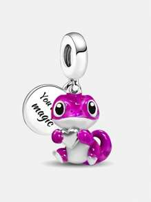 1Pc 925 Sterling Silver Fashionable Love Color Changing Lizard Pendant Fit For Women Bracelets Bangles DIY Jewelry Making And Daily Outfit Matching Jewelry Decoration For Girls