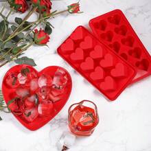 1/2 Stampi in silicone a forma di cuore per cubetti di ghiaccio, 10 cavità per facile estrazione, adatti per uso domestico, colore rosa o rosso, stampi per cubetti di ghiaccio, stampi per budini, possono produrre 10 cubetti di ghiaccio alla volta, ideali per estate, cocktail, succhi di frutta, bevande, feste.