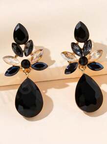 1 par de pendientes de aro con strass a la moda, de estilo coreano clásico europeo y americano, frescos y simples, elegantes de estilo barroco, producto de transfronteriza
