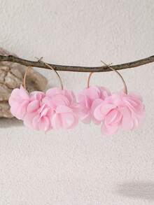 2pcs/Set Girls' Colorful Faux Flower Earrings, Daily Decoration - Multicolor - View 2