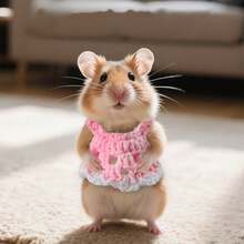 一件可爱小宠物连衣裙迷你针织雪貂衣服手工仓鼠公主裙透气宠物服装 - 彩色 - 查看 10