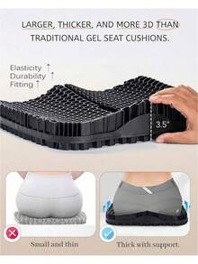 Thicker Gel Seat Cushion, Seat Cushion For Office Chair Big, Gel Chair Cushion, Gel Cushion For Wheelchair Soft, Gel Car Seat Cushion Breathable, Seat Cushion For Hip Pain For Long Sitting (Black) - Black - View 5