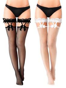 1/2 paires de bas-cuissardes en résille pour femmes, collants transparents en dentelle, chaussettes montantes en nylon résille