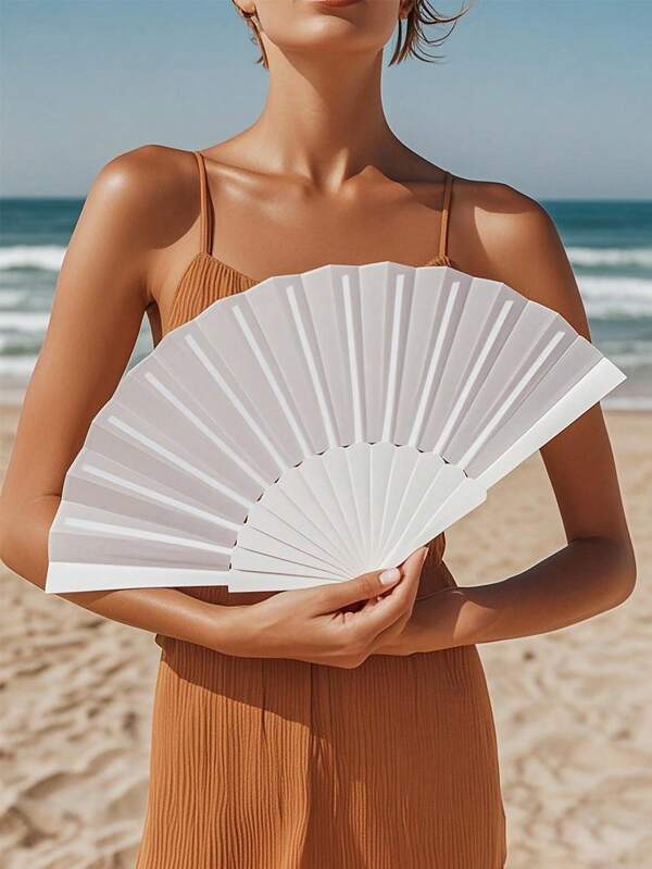Abanico plegable de plástico liso y versátil de unicolor para damas, abanico plegable para baile, abanico de mano (para mujeres), abanico plegable grande, abanico plegable retro, abanico decorativo, decoración del hogar, fans de graduación. Adecuado para uso diario, accesorios neutros, acentos de decoración del hogar