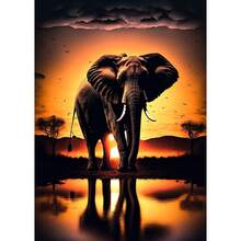 1 Stück Wandkunst Poster wahlweise mit Rahmen wilde Elefanten Sonnenuntergang Landschaft Elefant Tier Kunst Poster Leinwand Malerei Wandbilder Wohnzimmer Heimdekoration Leinwand, ohne Rahmen - Verschiedenfarbig - Übersicht 46
