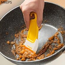 3pcs Silicone Kitchen Scraper Set -  Non Scratch Spatula And Dishwashing Brush For Pots Pans Baking And Cake Removal - Bright Yellow Flexible Scrubbers With Ergonomic Easy Clean Design For Cooking And Cleaning