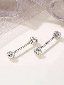 2pcs 14G Stainless Steel Barbell Body Piercing Jewelry, Nipple Rings, Tongue Rings For Women