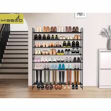 3-Tier Long Shoe Rack Closet Shoe Organizer Closet Floor Entryway Storage Stackable Wide Shoe Shelf Stores 24 Pairs Of Men Sneakers, Black - Black - View 6