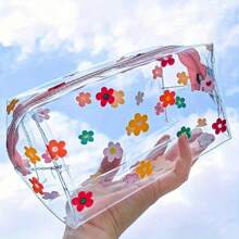 1/2 piezas Bolsa de cosméticos con patrón floral pequeño, estuche portátil de artículos de tocador adecuado para mujeres para viajes, vacaciones y uso diario
