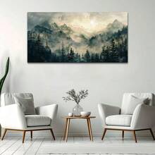 FUHAIHUA Canvas Wall Art For Living Room Large Wall Decor For Office Modern Bedroom Decorations Forest Fog Landscape Pictures Farmhouse Painting Artwork Wall Mural Aesthetic Home Decor 30x60 In- (Wrapped Canvas) - White - View 3