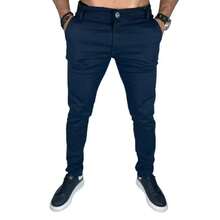 Men's TWILL Pants Sport Skinny Fit With Lycra Slim Jeans - 藏蓝色 - 查看 2