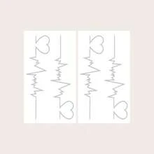 2 张/套大胆创意感人临时纹身、心电图、化妆设计、人体彩绘、防水防汗持久、逼真无眩光的理想礼物 - 黑色 - 查看 11