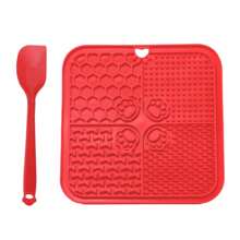 1 pièce Tapis d'alimentation lente pour animaux de compagnie à 4 compartiments, 11 couleurs, avec grattoir et outils de répartition, en silicone, ventouse, peut être fixé au mur, convient aux chats et aux chiens
