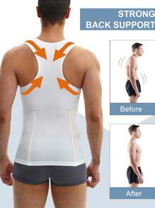 TAILONG Compression Shirts For Men Shapewear Chest Abdomen Control Body Shaper Slimming Undershirt Workout Vest Tank Top