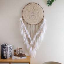 1pc Handmade Decorative Art Feather Dream Catcher - Ideal Wall Decor And Perfect Gift For Special Occasions, Children's Room, Party, Wedding, Handcrafted Concentric Feather Wall Hanging Decor Room Decor Bedroom Decor Home Decor