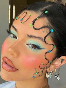 375颗4毫米纯色自粘水钻贴纸，水晶发饰，钻石脸部宝石，适用于DIY工艺品和艺术项目，嘉年华，情人节，万圣节，圣诞节礼物，母亲节，派对，音乐节，面部毛发指甲装饰水钻贴纸 - 彩色 - 查看 9